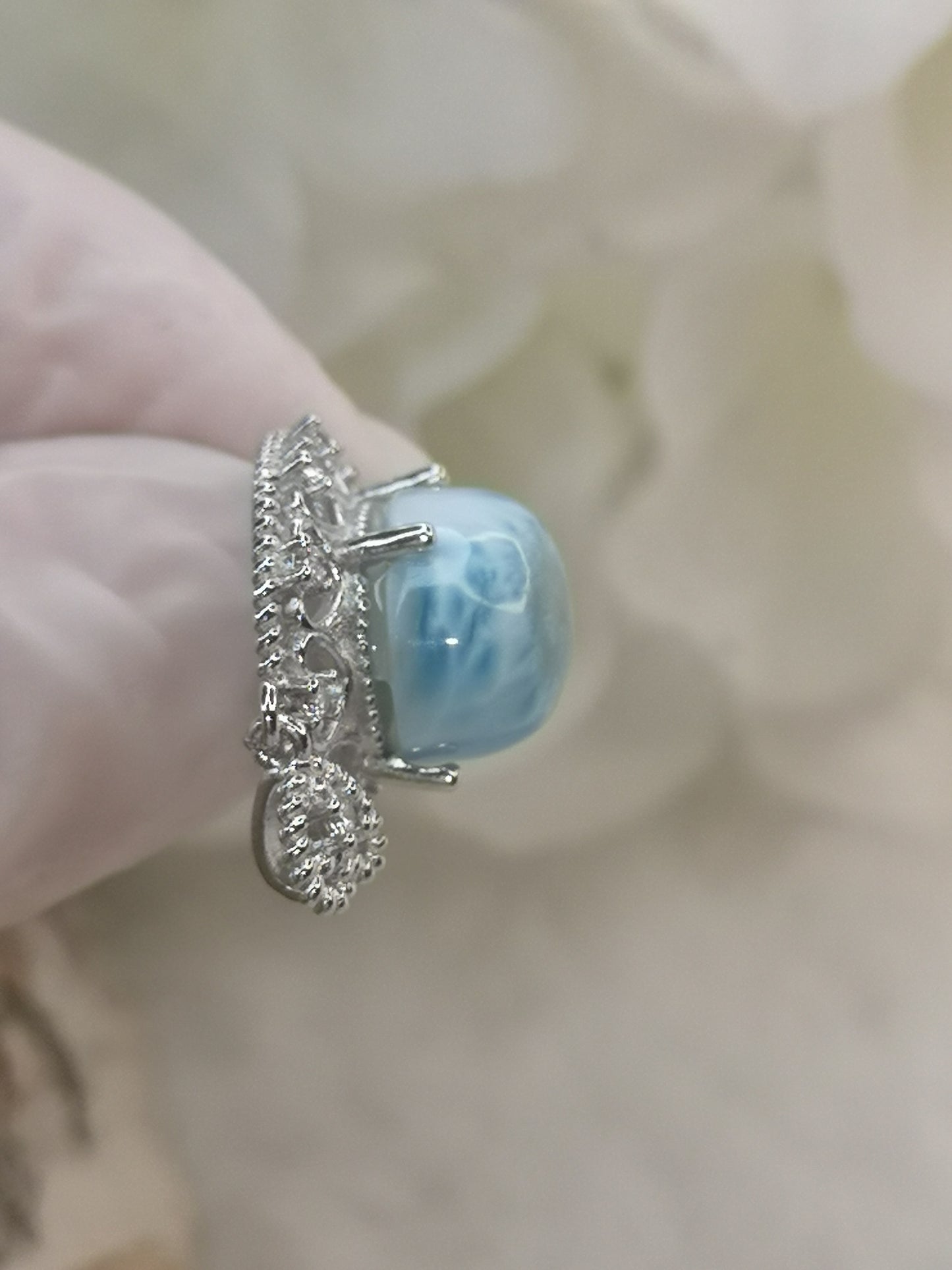 Larimar Edelstein, Kupfer Ketten Anhänger