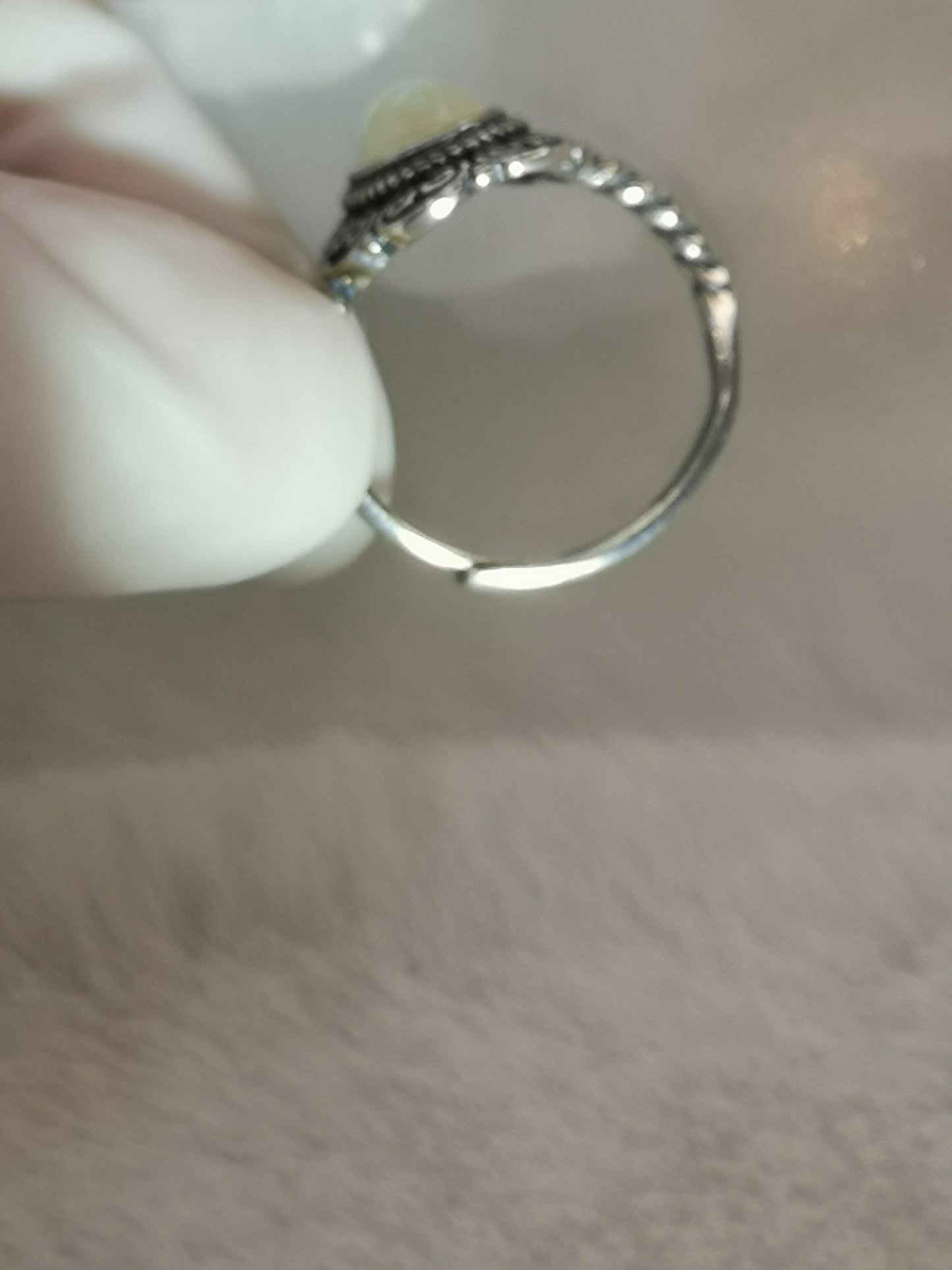 White Opal 925 Silber Ring verstellbar Edelstein Schmuck