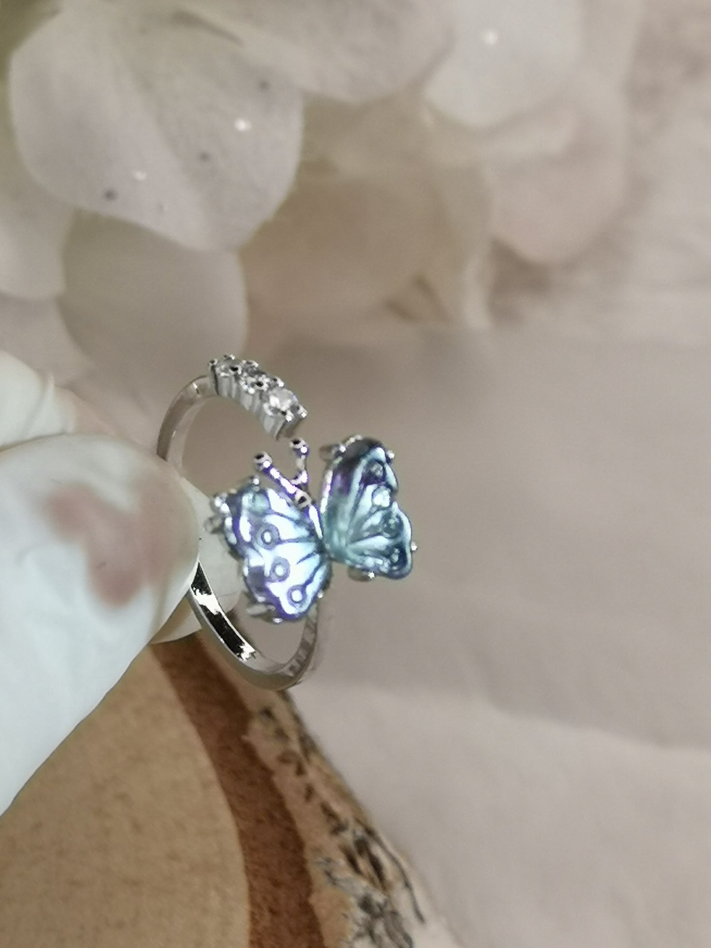 Fluorite Edelstein Schmetterling Kupfer Ring