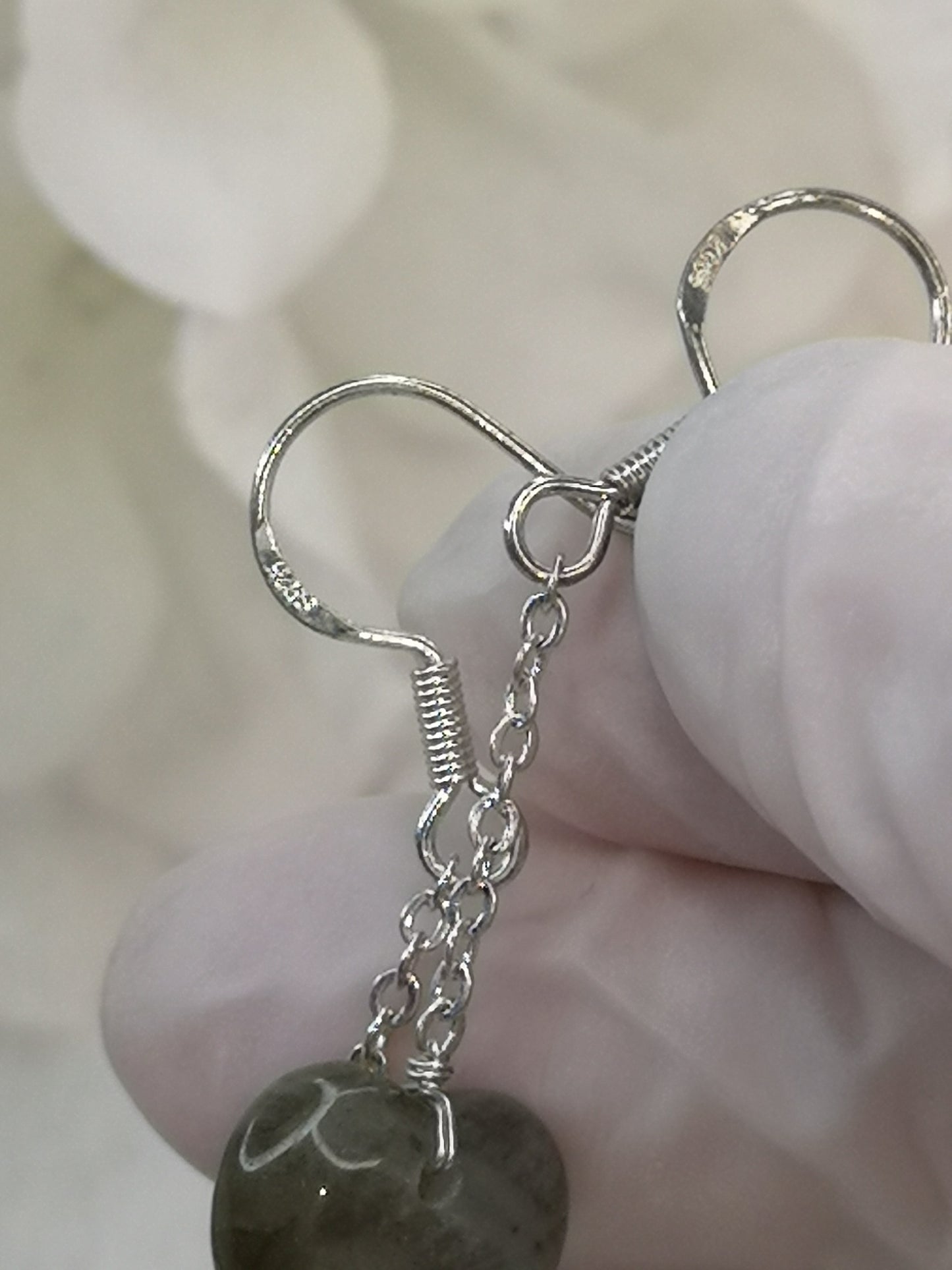 Labradorite Edelstein, 925 Silber Ohrringe, 
Herz Design