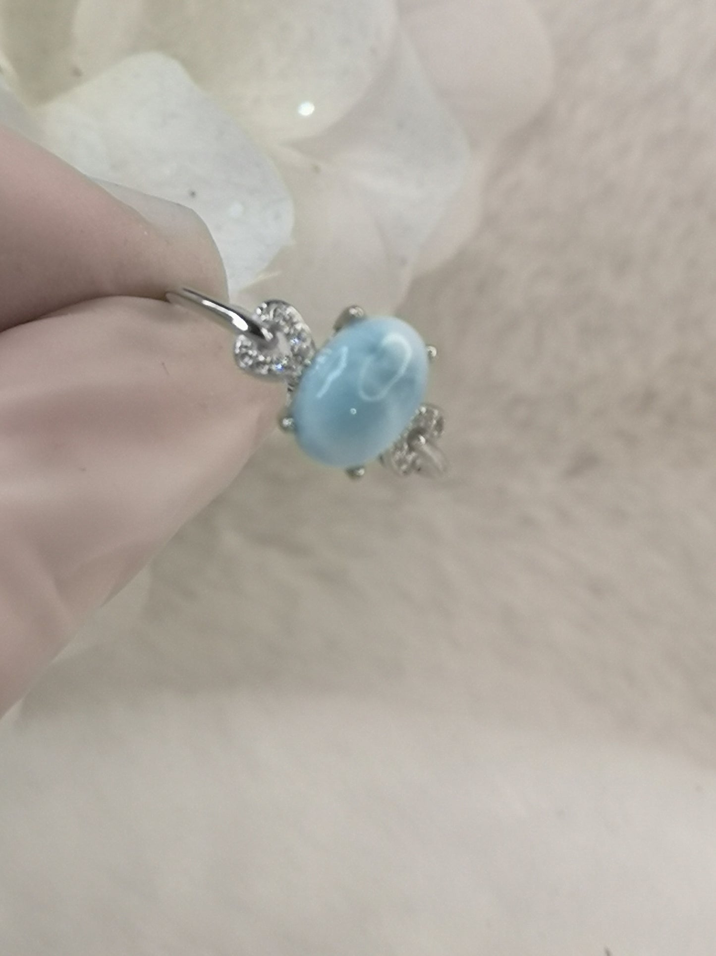 Larimar 925 Silber Ring, verstellbar