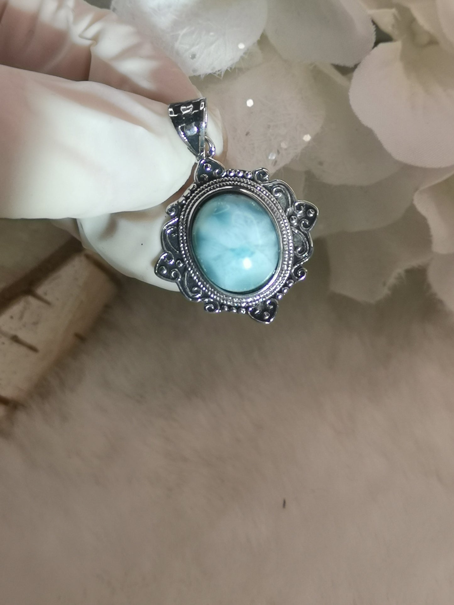 Larimar, Kupfer, Ketten Anhänger