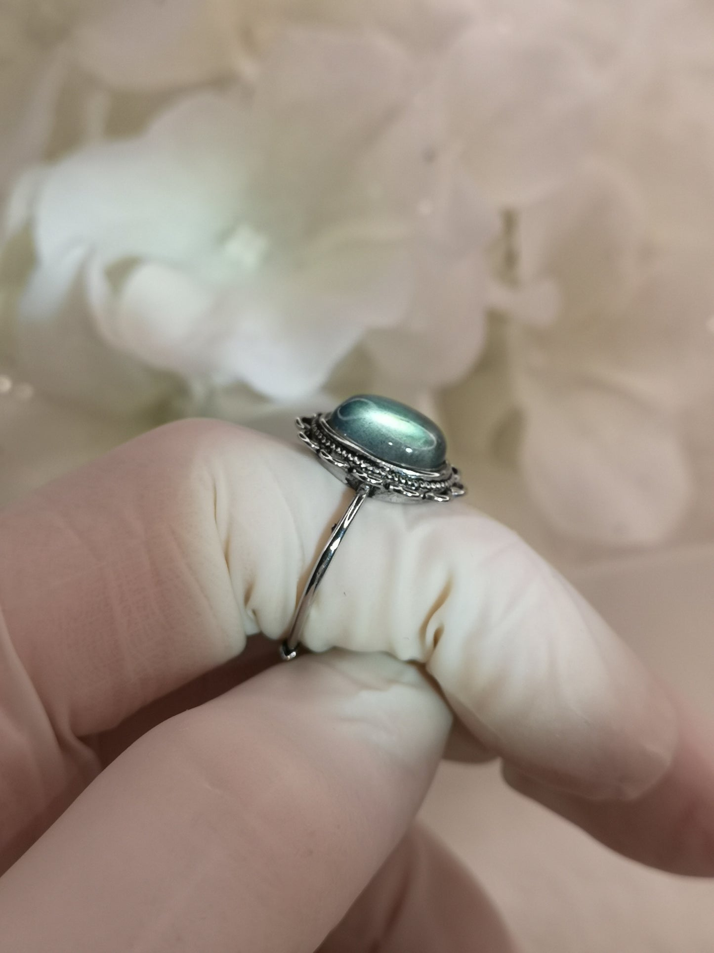 Labradorite Edelstein Kupfer Ring verstellbar