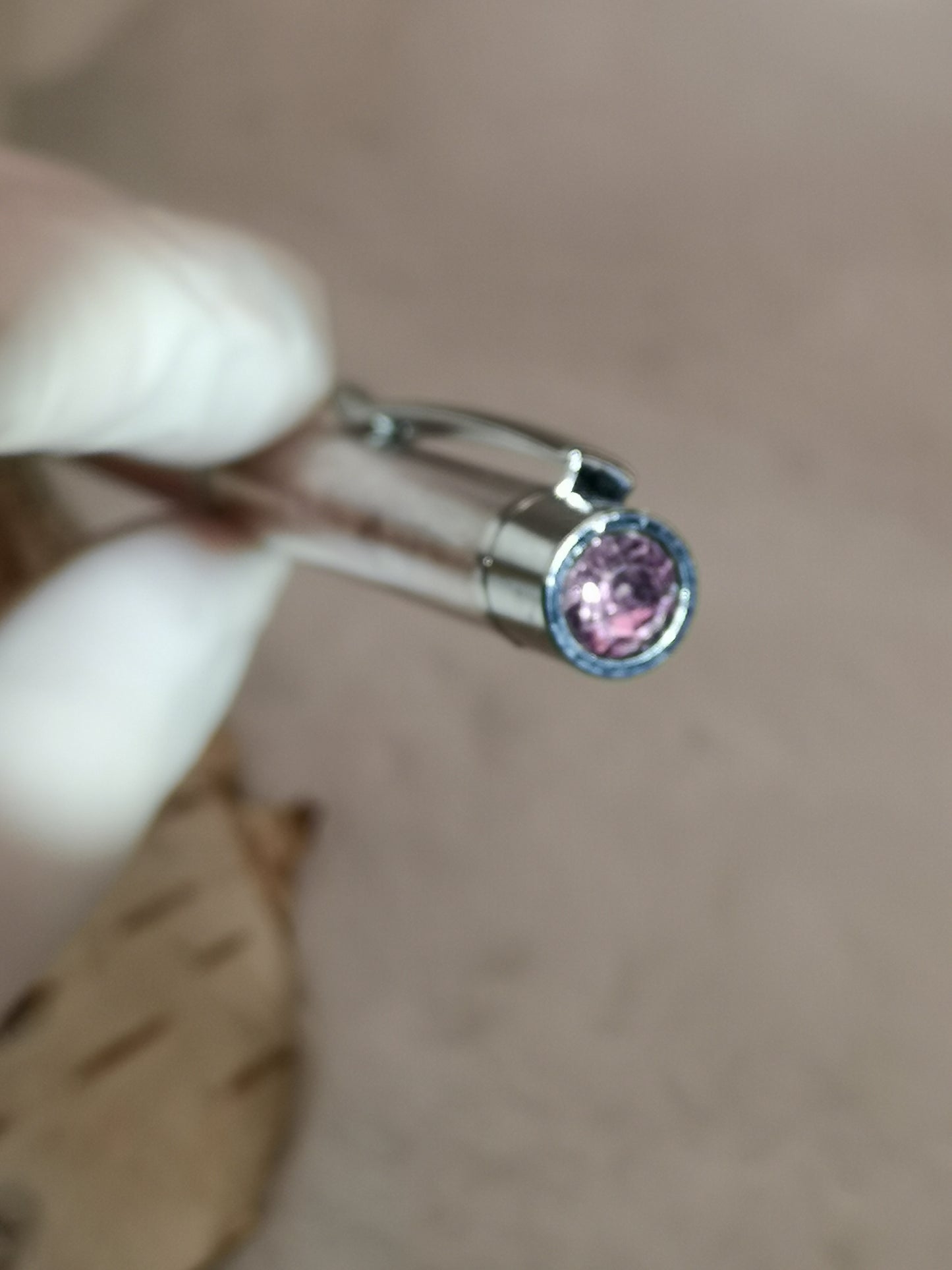 Kugelschreiber mit Rosenquarz Edelsteinchen