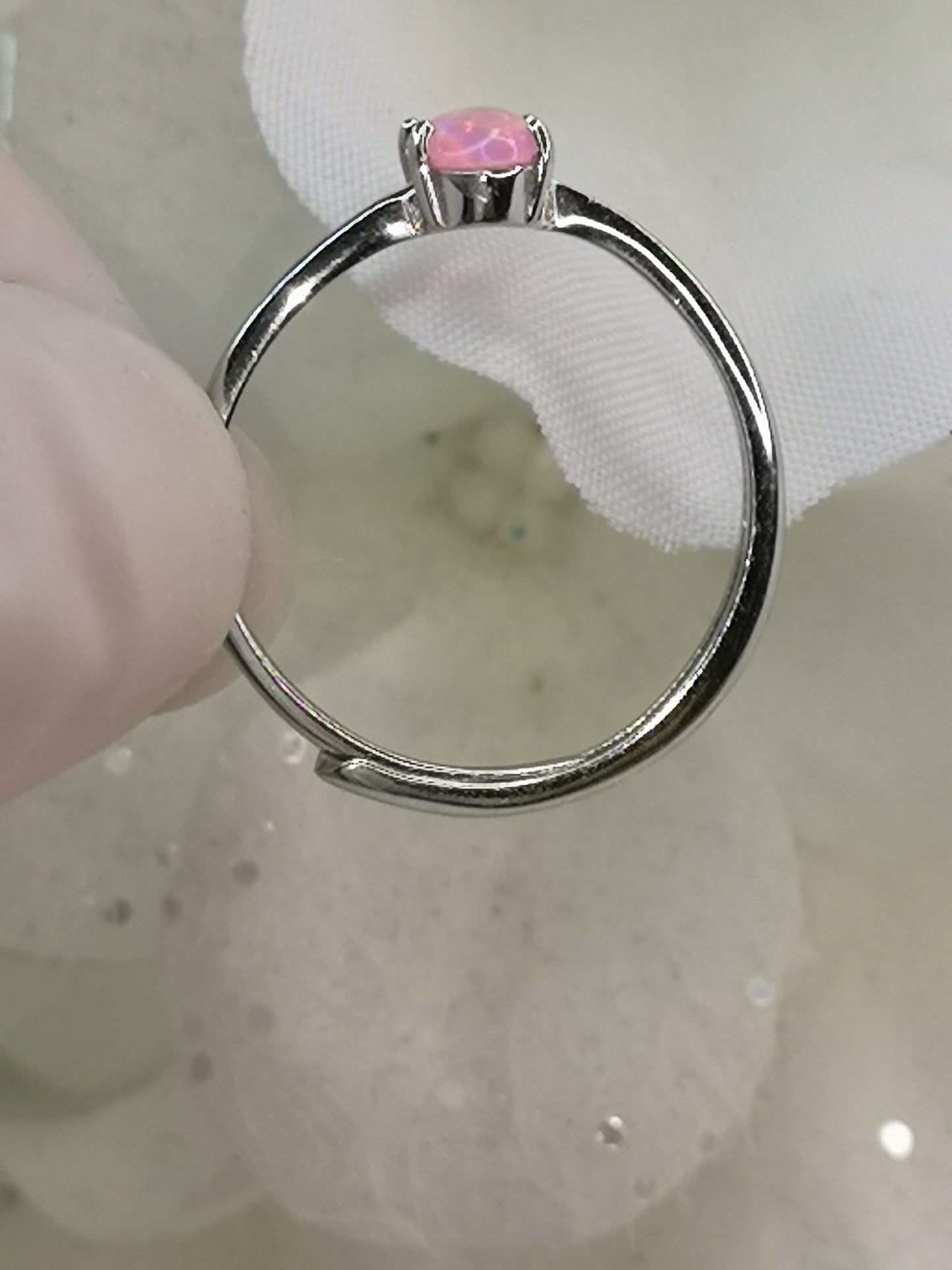 Pink Opal 925 Silber Ring verstellbar Edelstein Crystal