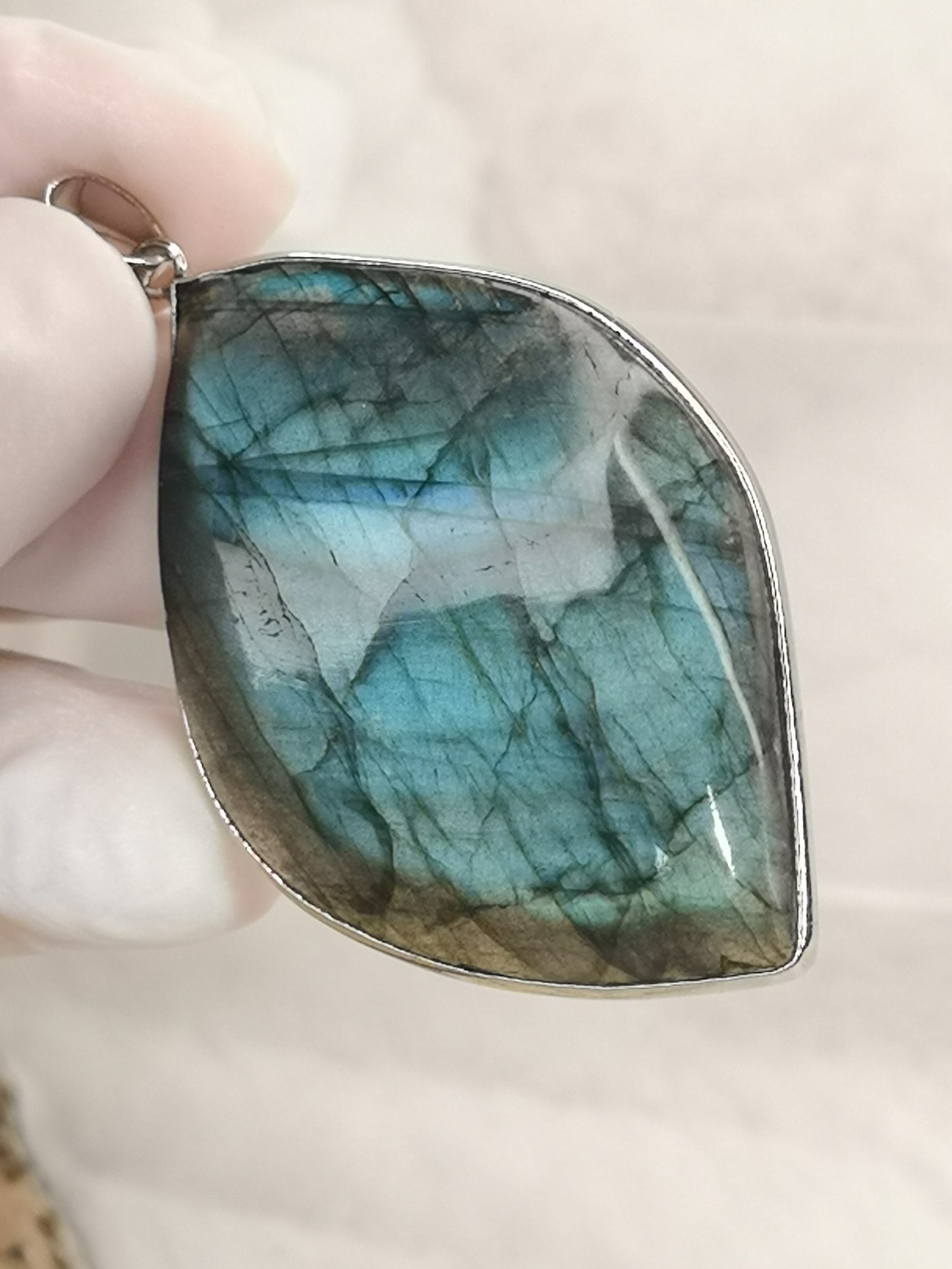Labradorite Edelstein Tropfen, Kupfer Ketten Anhänger