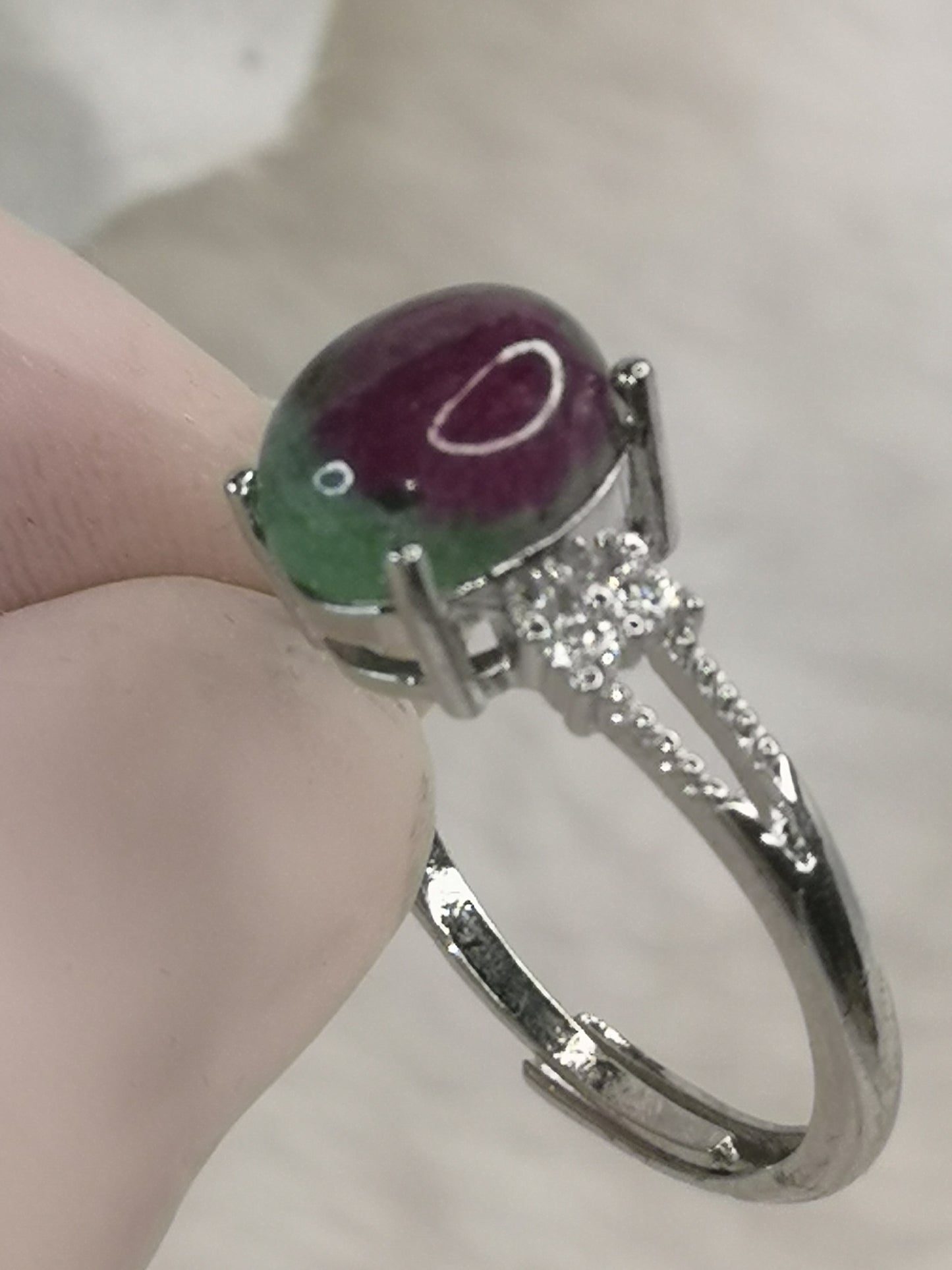 Rubin Zoisit, Kupfer Ring, verstellbar.