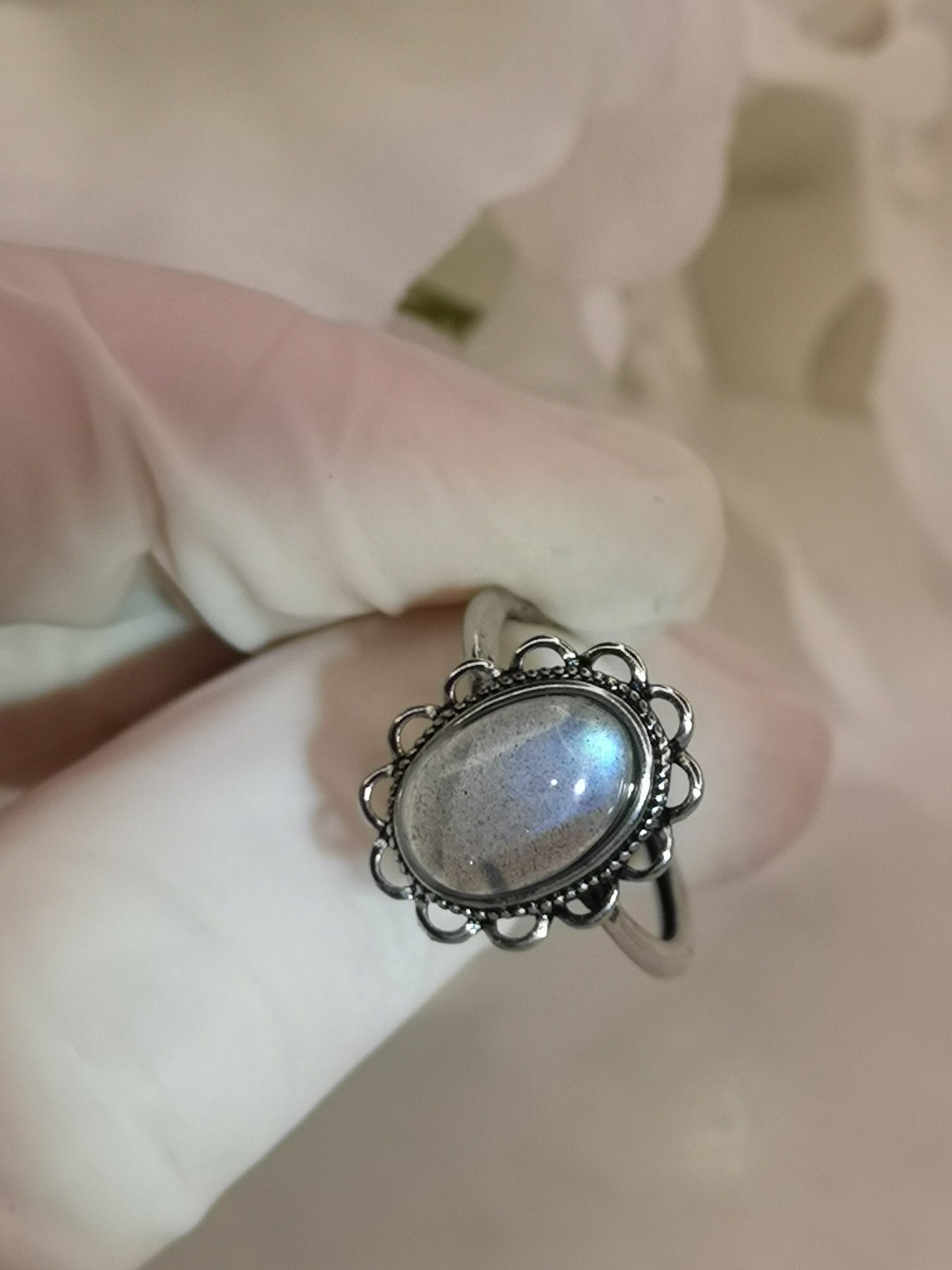 Labradorite Edelstein Kupfer Ring verstellbar