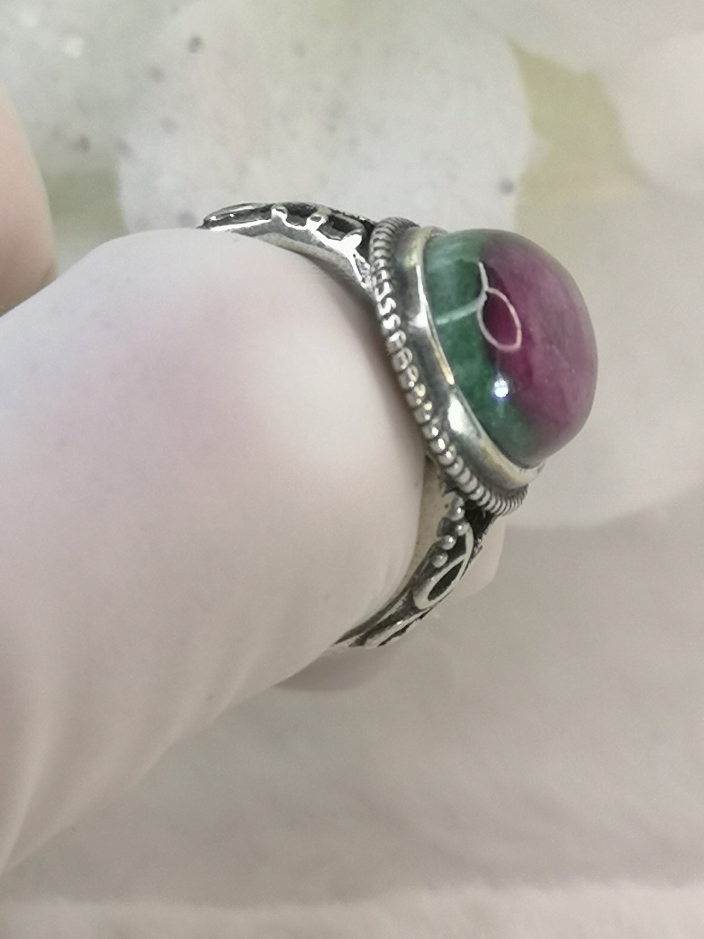 Rubin in Kyanite 925 Silber Ring verstellbar Edelstein Schmuck