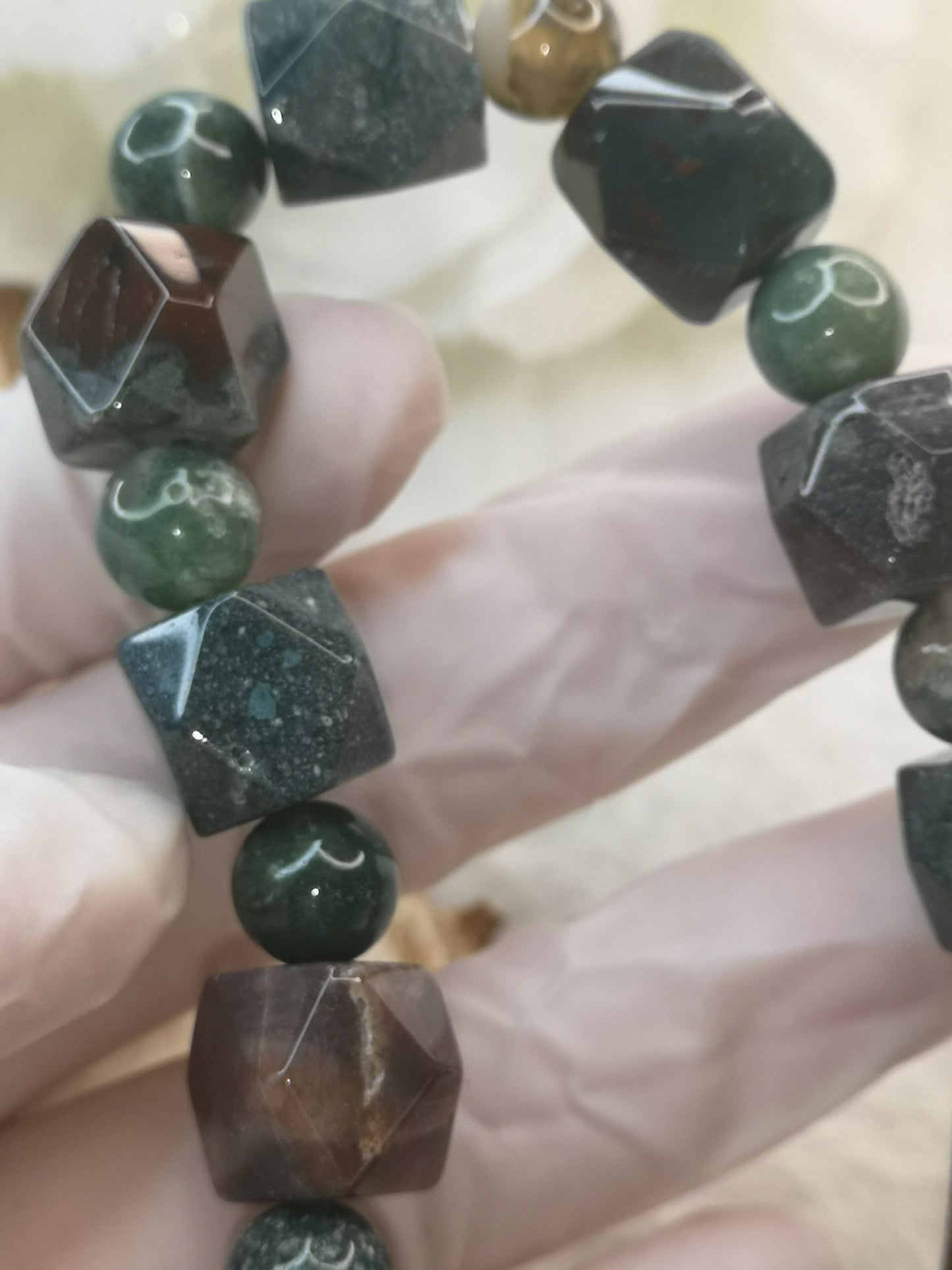 Moos Achat Edelstein, Armband