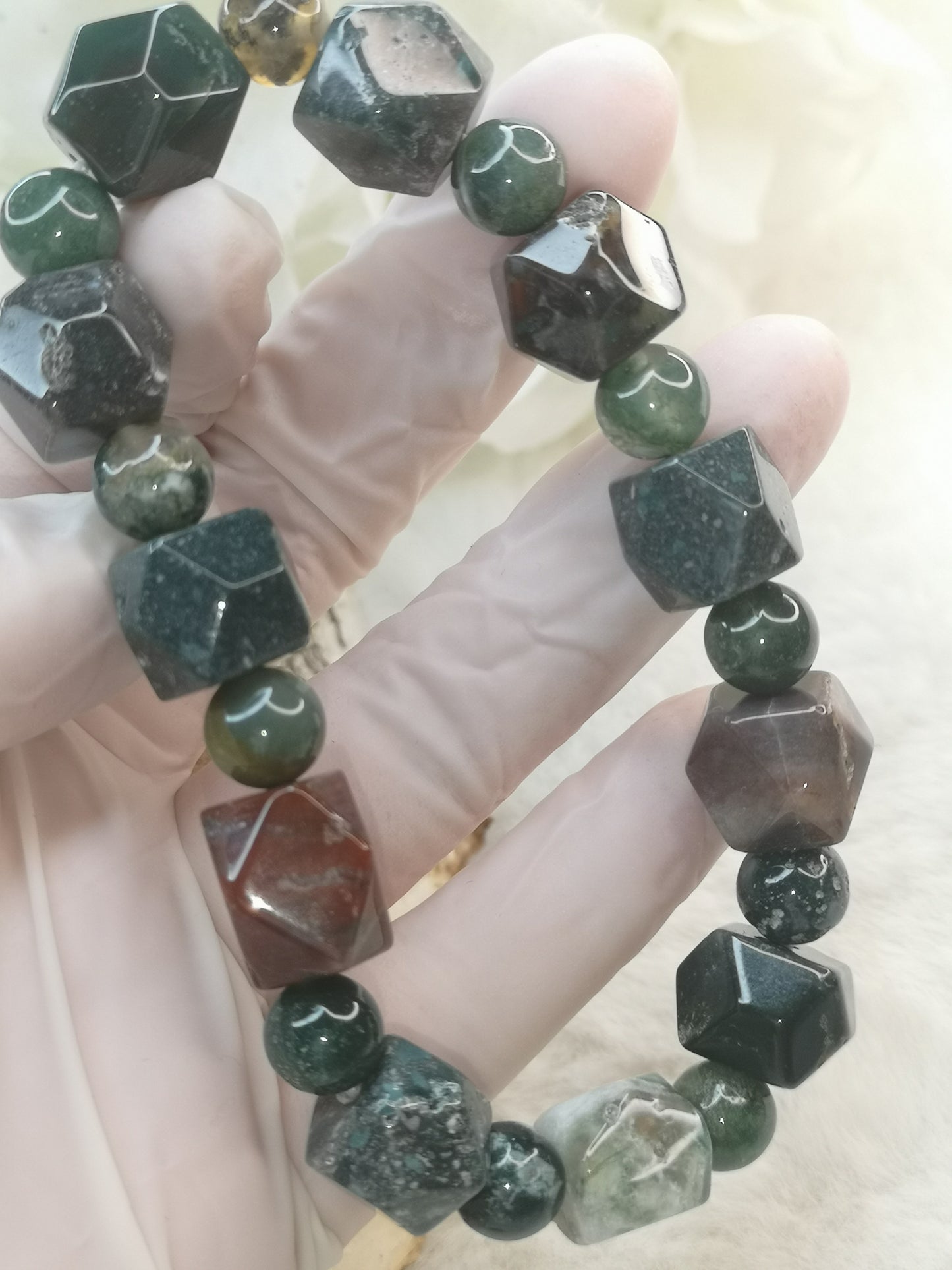 Moos Achat Edelstein, Armband