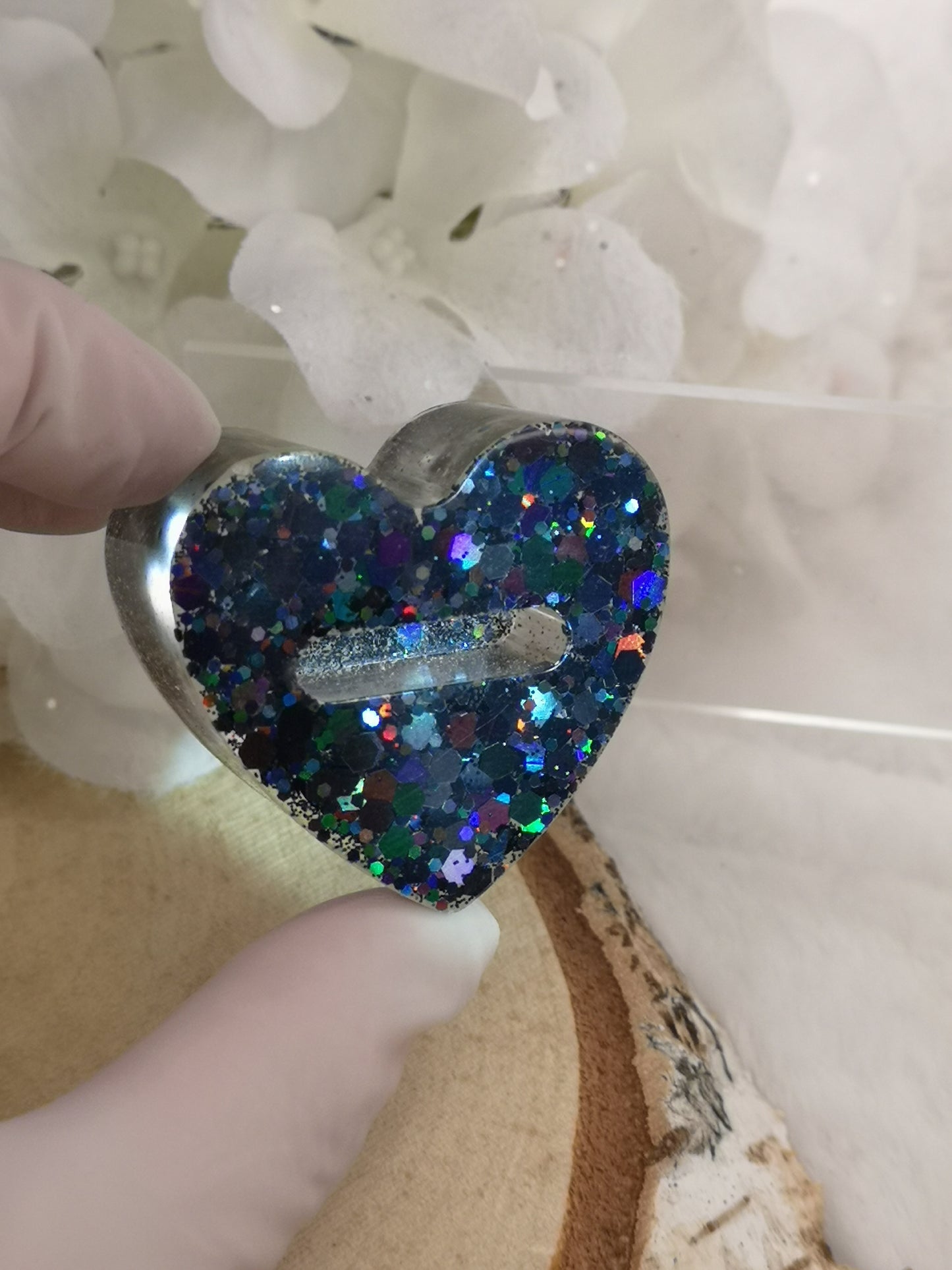 Ring Halter Herzform aus Kunstharz Unikat Resinart Handmade #dayza