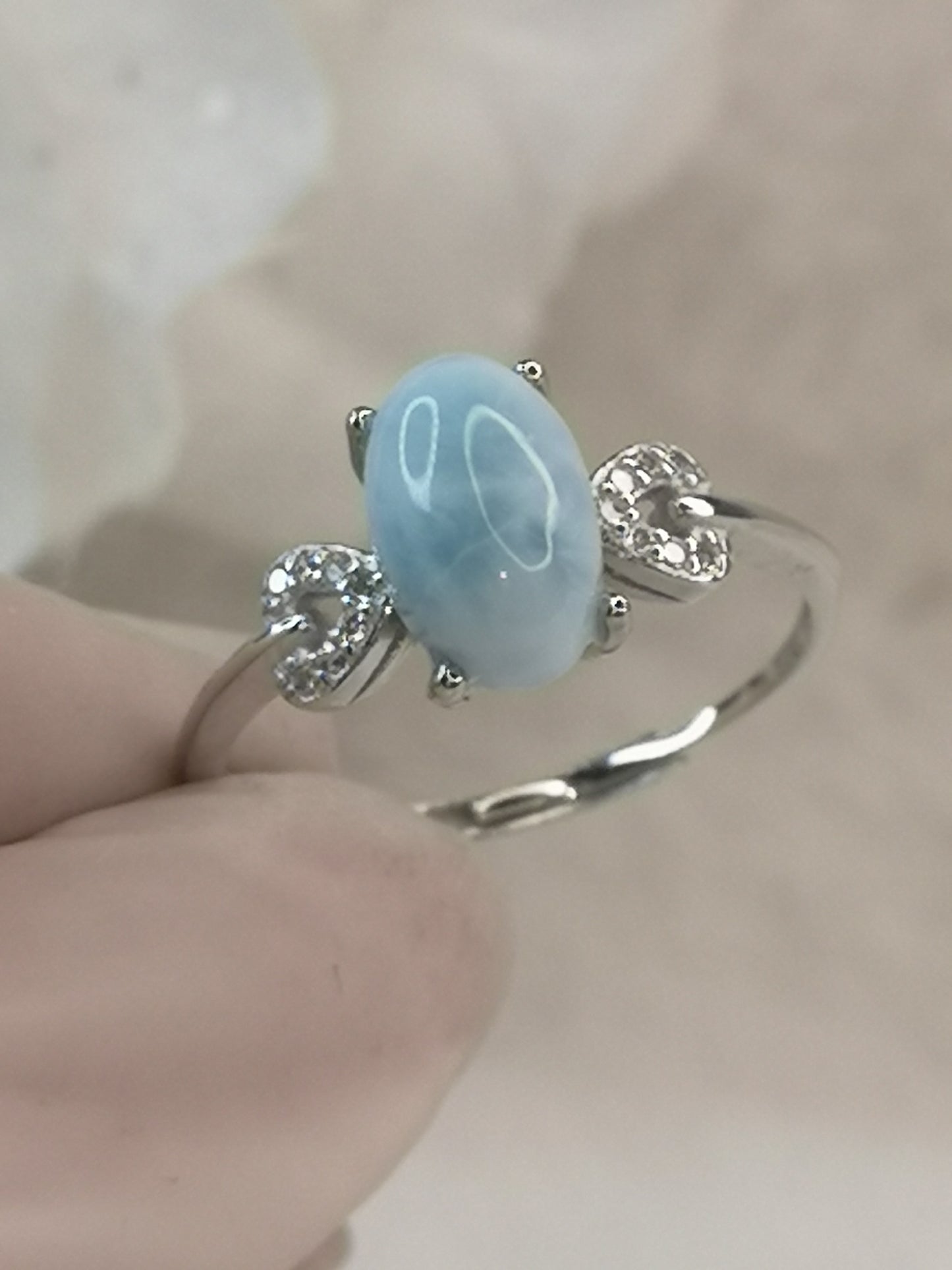Larimar 925 Silber Ring, verstellbar