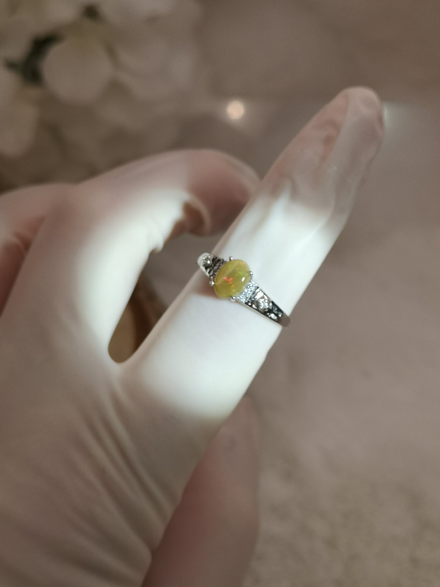 Opal Edelstein, Kupfer Ring, verstellbar