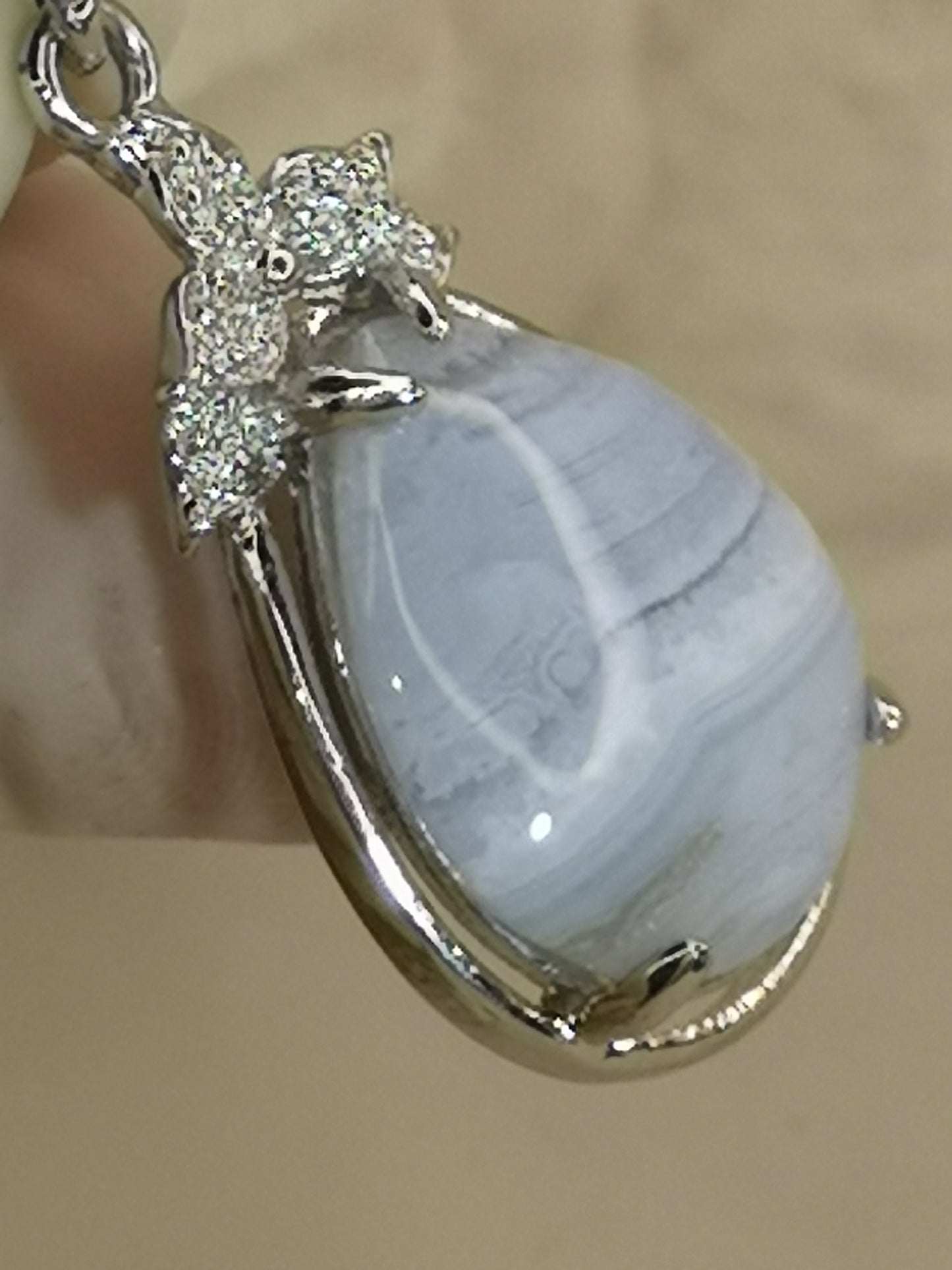 Blue Less Achat Edelstein, Kupfer Ketten Anhänger