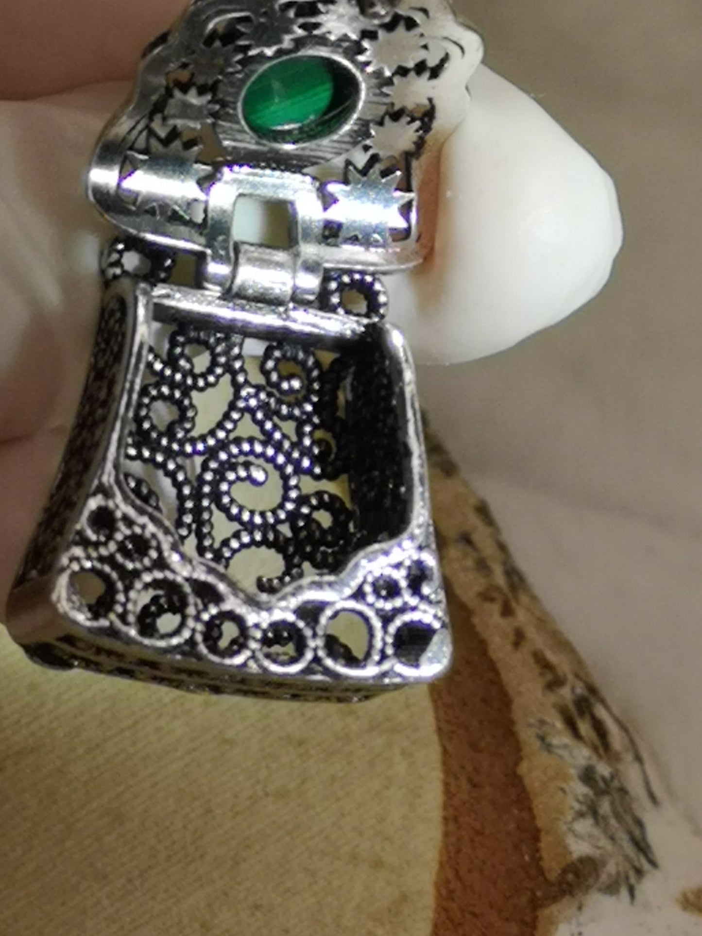 Malachite Edelstein, Kupfer Ketten Anhänger Taschen Design