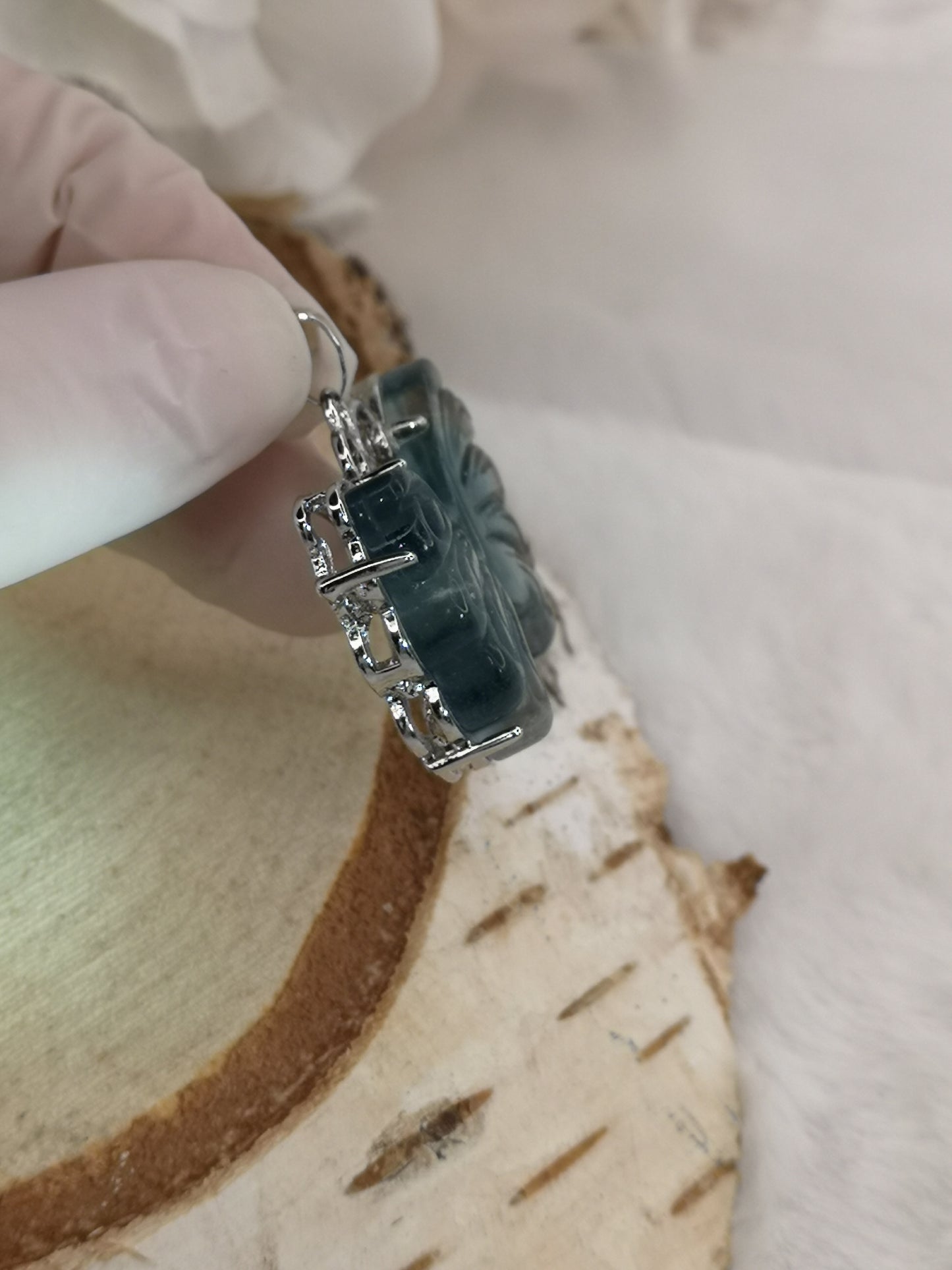 Blauer Fluorite Edelstein Schmetterling, Kupfer Ketten Anhänger