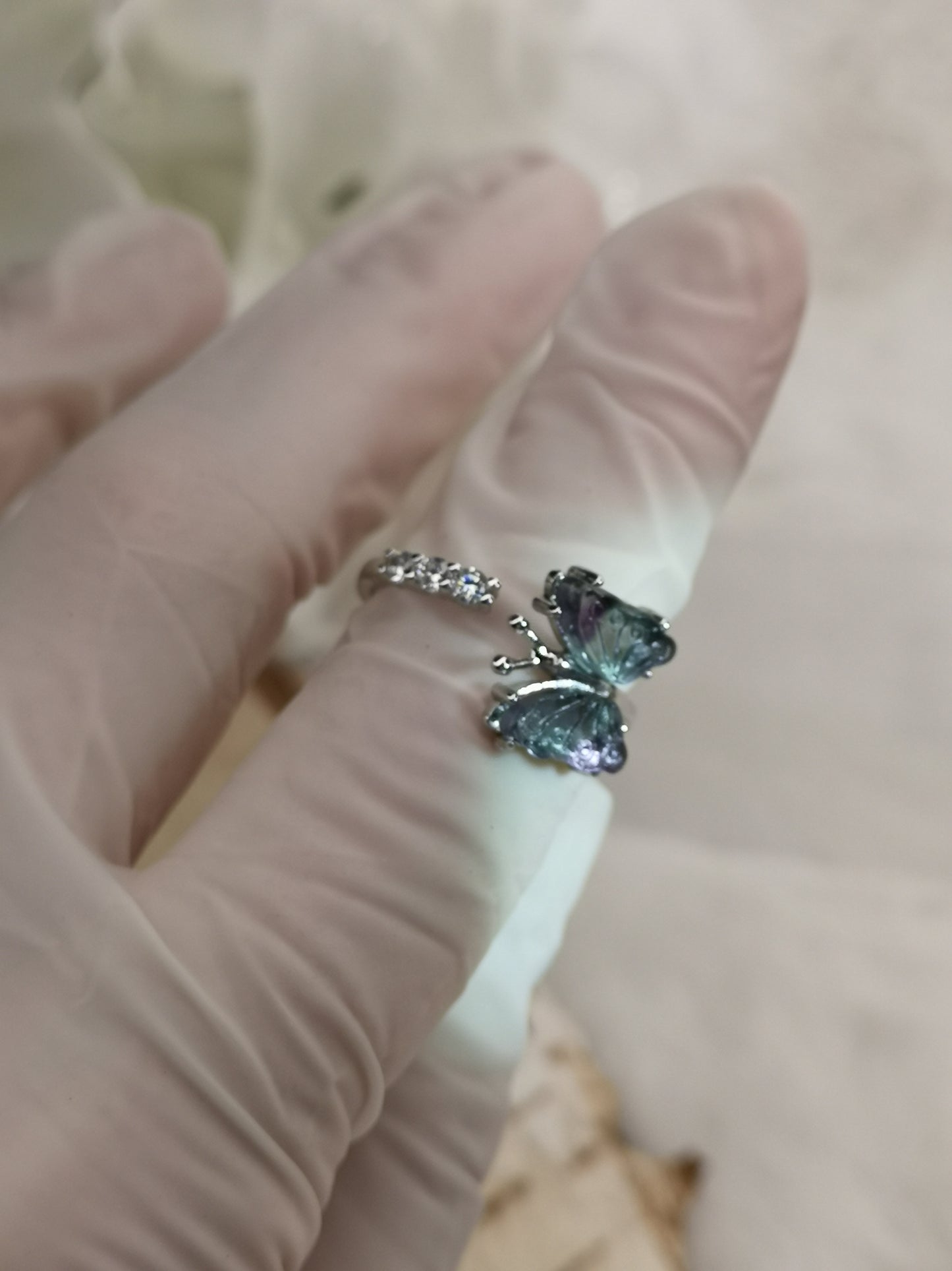 Fluorite Edelstein Schmetterling Kupfer Ring