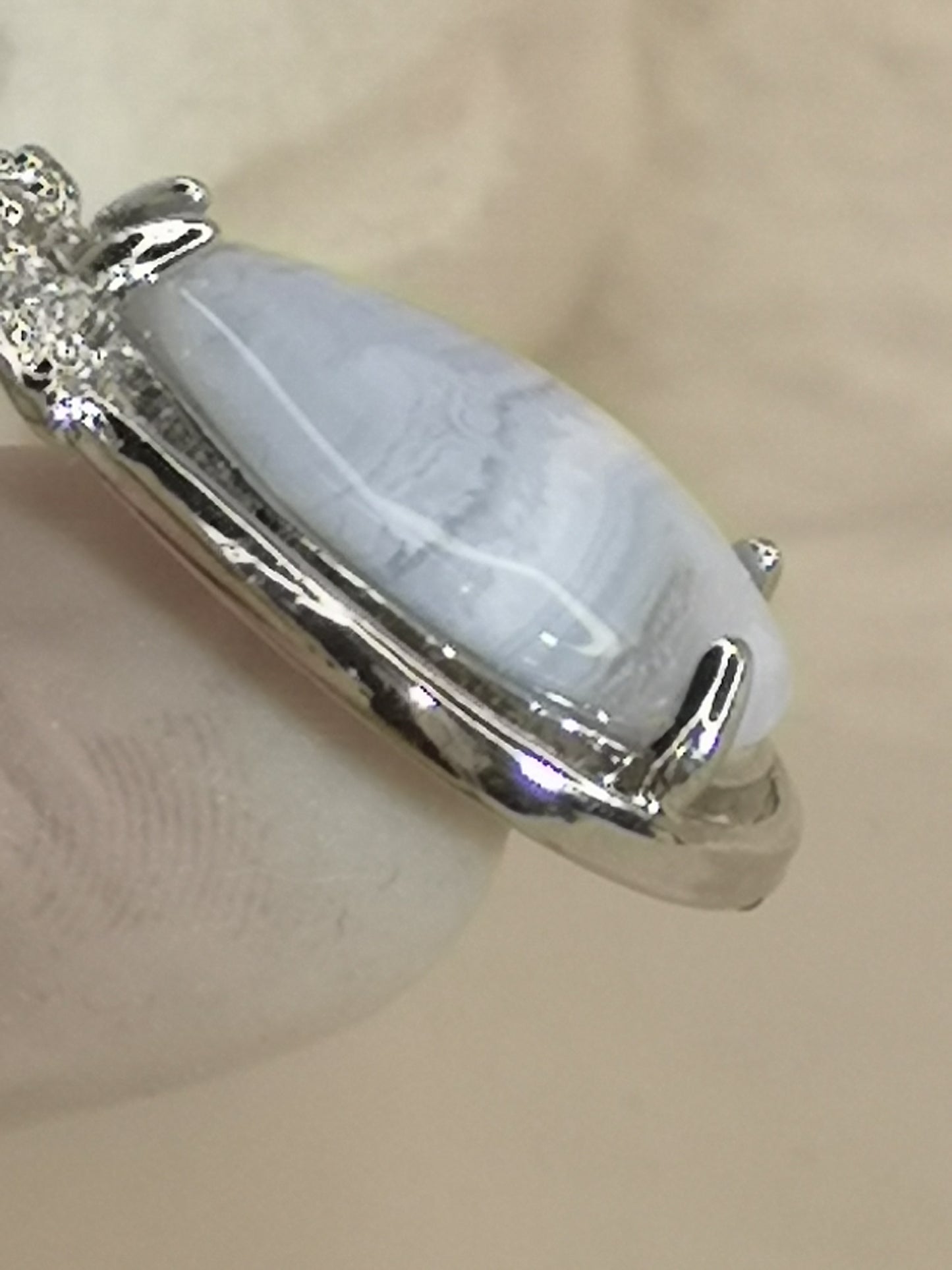 Blue Less Achat Edelstein, Kupfer Ketten Anhänger