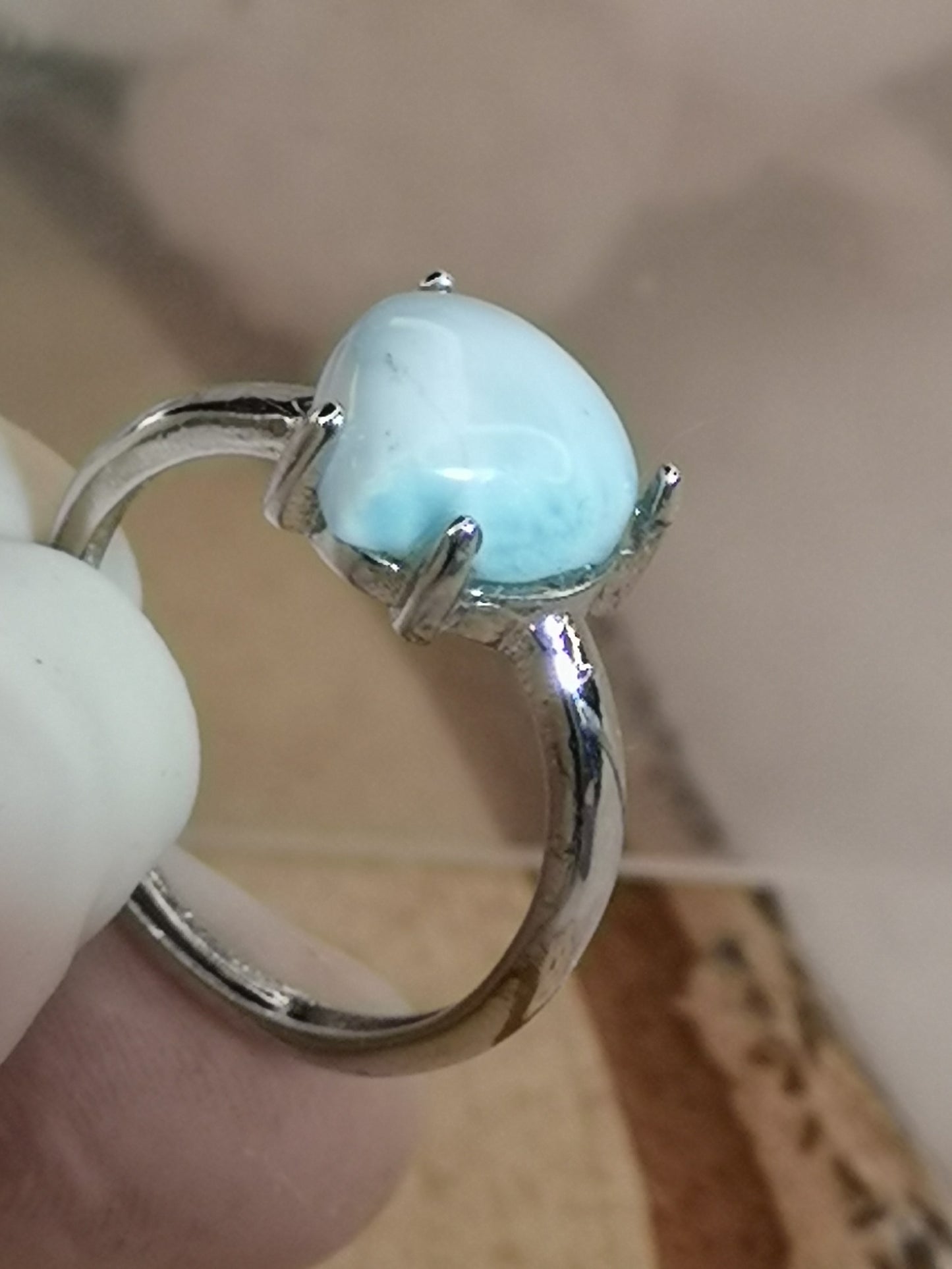 Larimar Edelstein, Kupfer Ring verstellbar