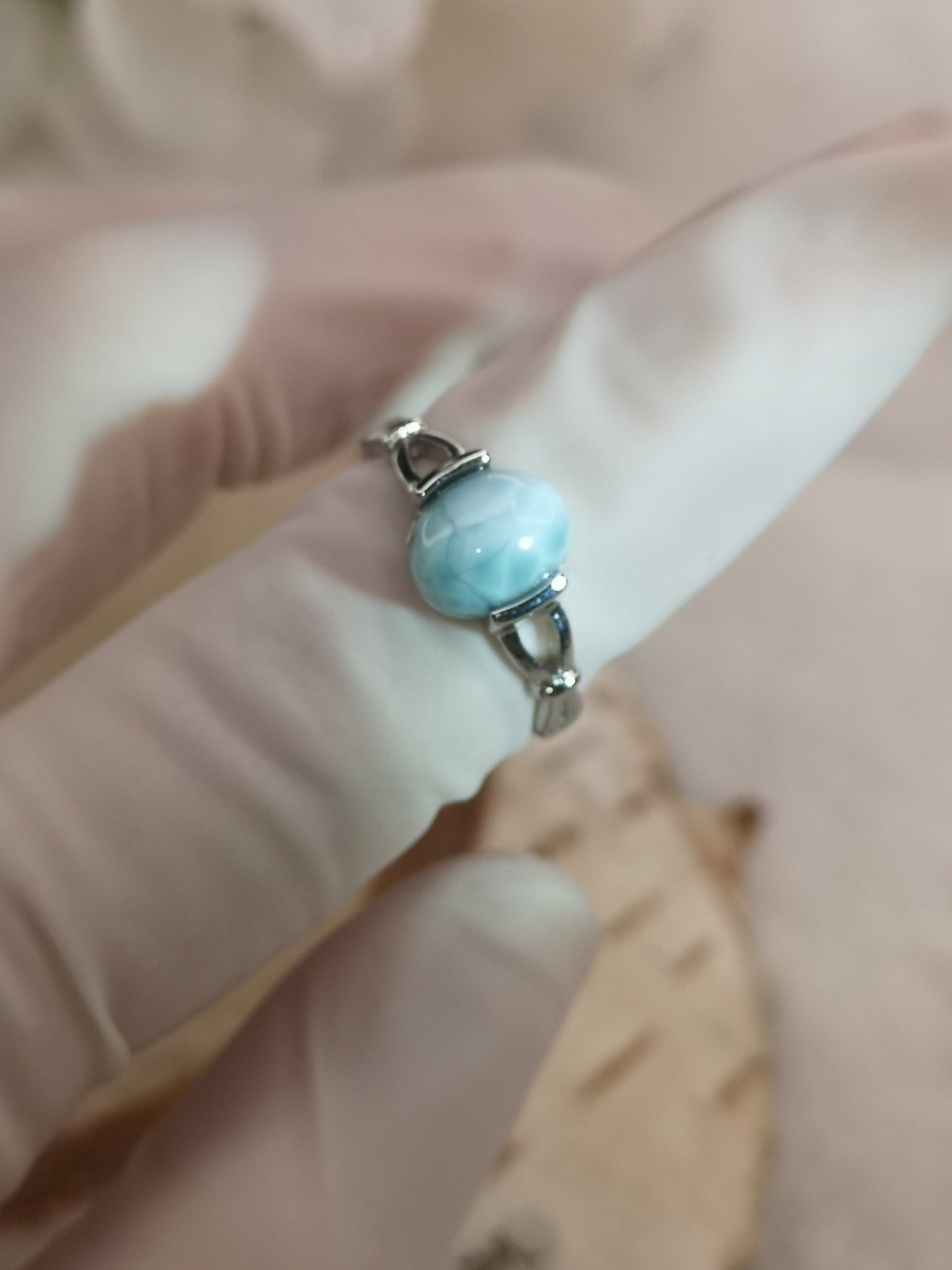 Larimar Edelstein Kupfer Ring verstellbar